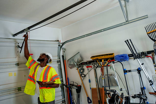 Professional Garage Door Panel Replacement technician working in West Menlo Park, CA